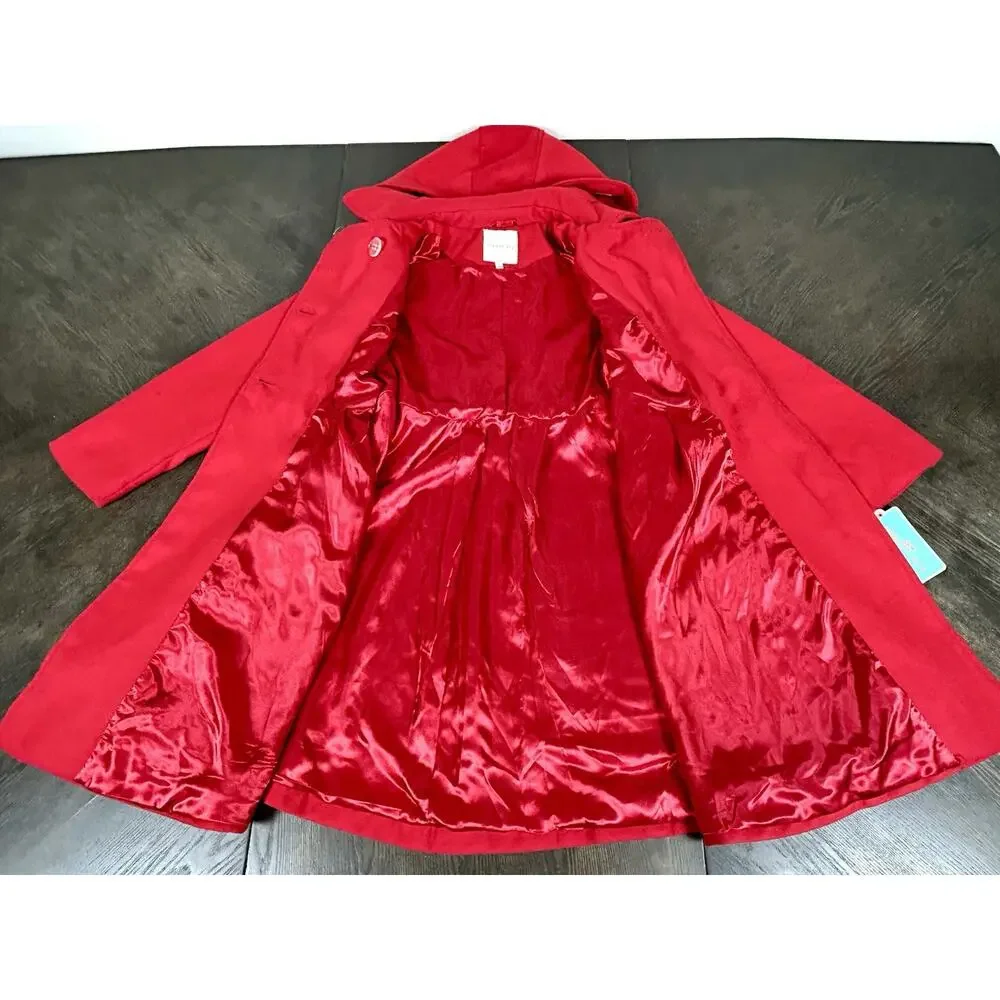 Brand New Copper Key Peplum Style Coat Size 10 / 12 Red Hooded New With Tags - Picture 7 of 11